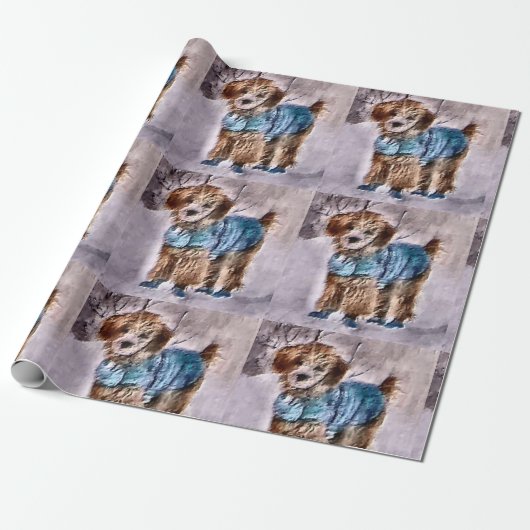 Poodle Liefhebbers Kerstmis Cadeaupapier (Uitgerold)