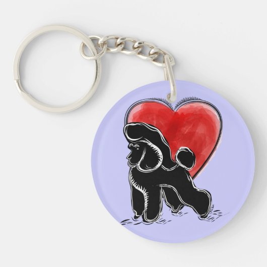 Poodle Linocut Sleutelhanger (Voorkant)