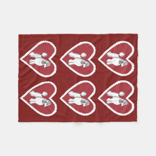 Poodle Love Burgundy Fleece Blanket (Voorkant (Horizontaal))