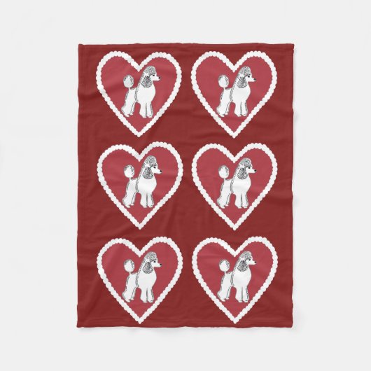 Poodle Love Burgundy Fleece Blanket (Voorkant)