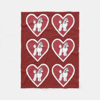 Poodle Love Burgundy Fleece Blanket Deken