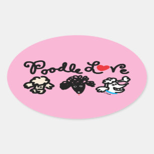 Poodle Love Ovale Sticker