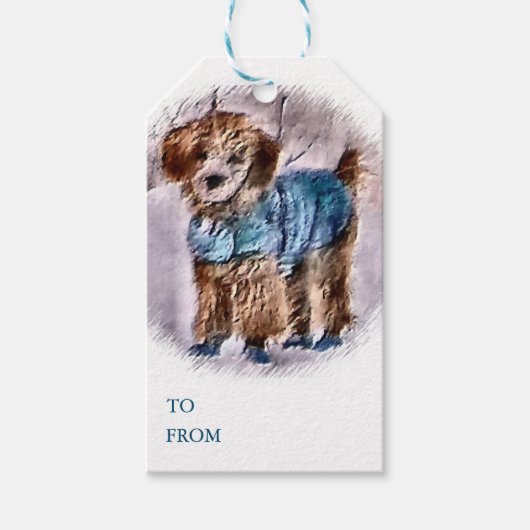 Poodle Lovers Kerstmis Cadeaulabel (Voorkant)