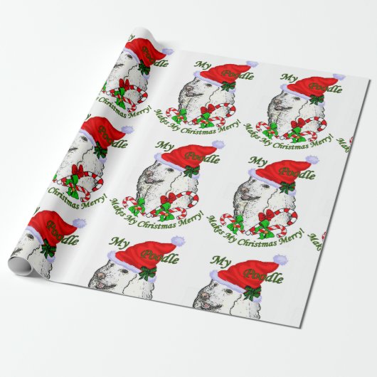 Poodle Lovers Kerstmis Cadeaupapier (Uitgerold)