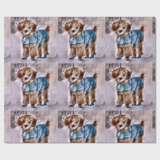 Poodle Lovers Kerstmis Cadeaupapier (Vlak)