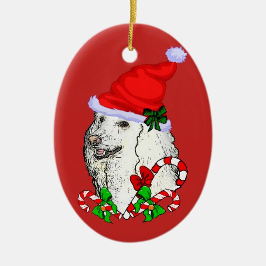 Poodle Lovers Kerstmis Keramisch Ornament (Voorkant)