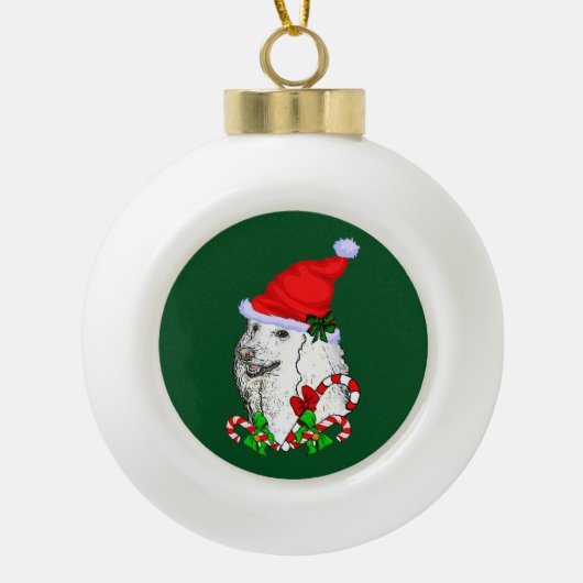 Poodle Lovers Kerstmis Keramische Bal Ornament (Voorkant)