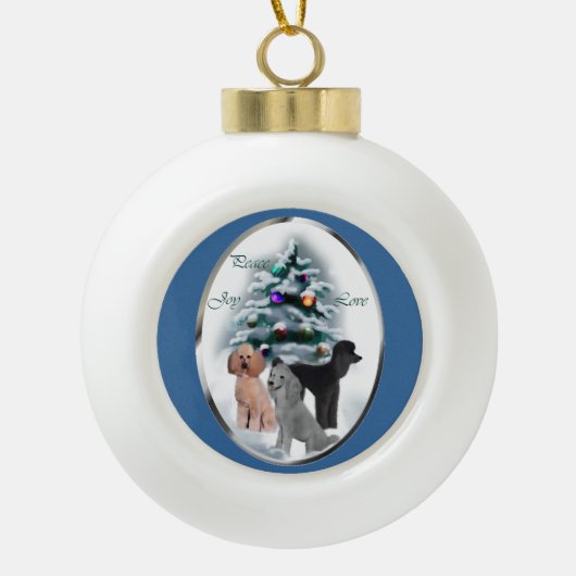Poodle Lovers Kerstmis Keramische Bal Ornament (Voorkant)