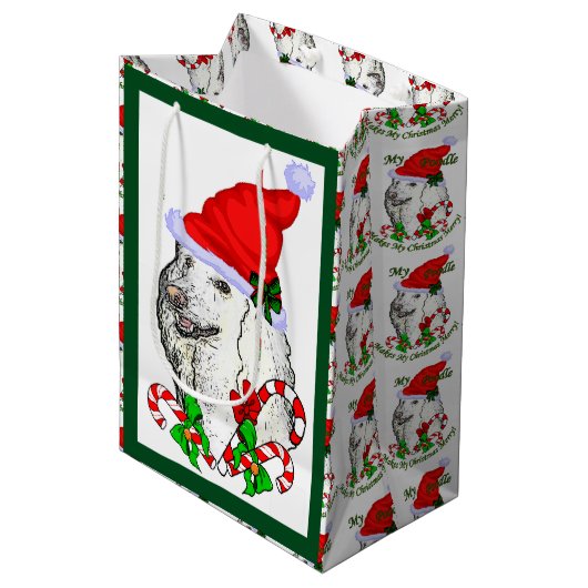 Poodle Lovers Kerstmis Medium Cadeauzakje (Voorkant Gekanteld)