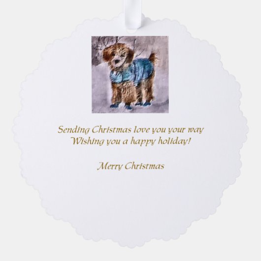 Poodle Lovers Kerstmis Ornament Kaart (Achterkant)