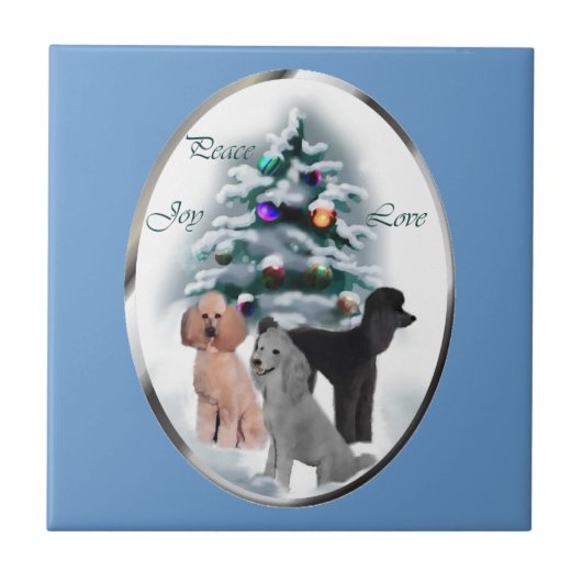 Poodle Lovers Kerstmis Tegeltje (Voorkant)