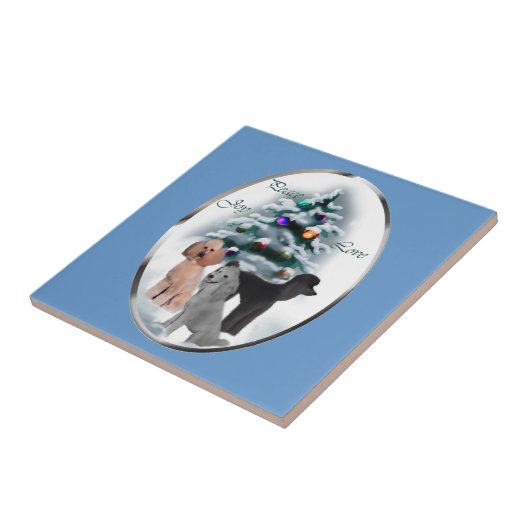 Poodle Lovers Kerstmis Tegeltje (Zijkant)