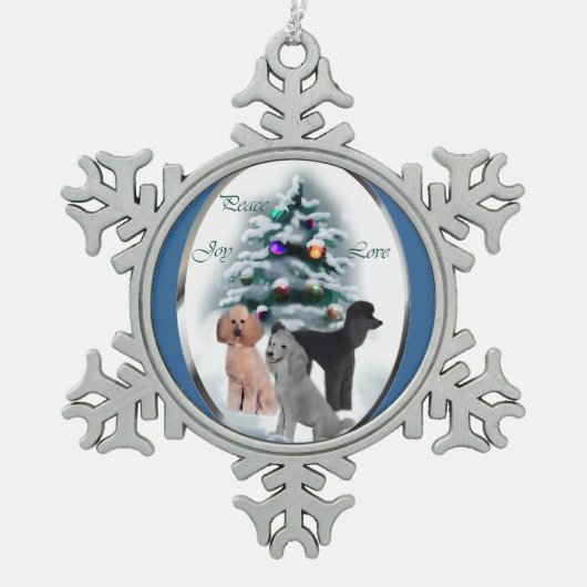 Poodle Lovers Kerstmis Tin Sneeuwvlok Ornament (Voorkant)