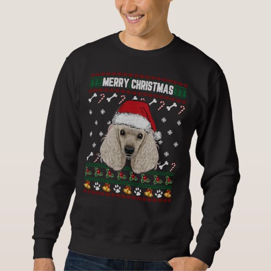 Poodle Lovers Ugly Xmas Sweater Merry Kerstmis (Voorkant)