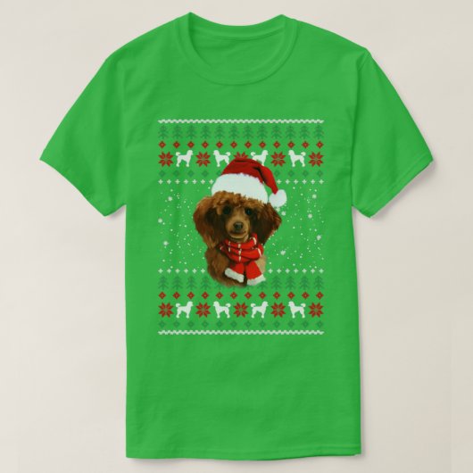 Poodle Merry-kerstkute Poodle Dog T-shirt (Design voorkant)