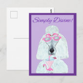 Poodle met een Roze Flamingo Drank Briefkaart (Voorkant / Achterkant)