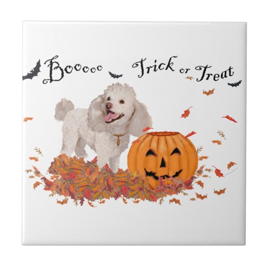 Poodle met Halloween Tegeltje (Voorkant)