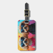 Poodle Met Hartrozen Valentijnsdag Bagagelabel (Voorkant verticaal)