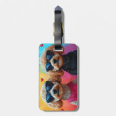 Poodle Met Hartrozen Valentijnsdag Bagagelabel (Achterkant verticaal)