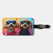 Poodle Met Hartrozen Valentijnsdag Bagagelabel (Achterkant horizontaal)