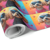 Poodle met hartrozen Valentijnsdag Cadeaupapier (Rol Hoek)