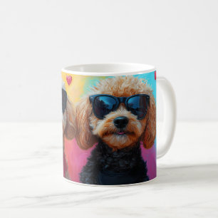 Poodle Met Hartrozen Valentijnsdag Koffiemok