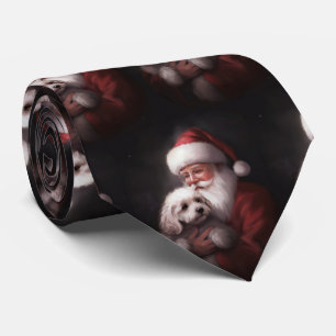 Poodle met kerstman Festieve Kerst  Stropdas