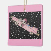 Poodle met Kerstmis in een roze cabriolet Keramisch Ornament (Links)