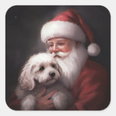 Poodle Met Sinterklaas Festieve Kerst  Vierkante Sticker (Voorkant)