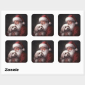 Poodle Met Sinterklaas Festieve Kerst  Vierkante Sticker (Vel)