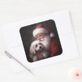 Poodle Met Sinterklaas Festieve Kerst  Vierkante Sticker (Envelop)