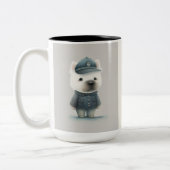 Poodle...met vier poten officier aan de voorzijde tweekleurige koffiemok (Links)