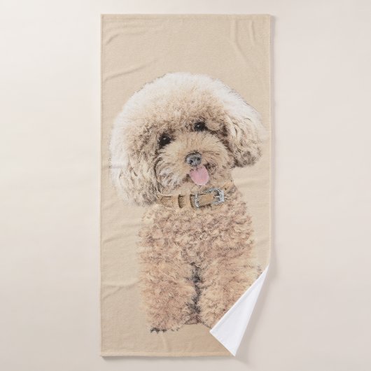 Poodle Miniature Speelgoed Abriot Cream Brown Dog  Bad Handdoek (Badhanddoek)
