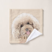 Poodle Miniature Speelgoed Abriot Cream Brown Dog  Bad Handdoek (Wasdoekje)