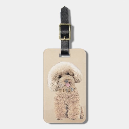 Poodle Miniature Speelgoed Abriot Cream Brown Dog  Bagagelabel (Voorkant verticaal)