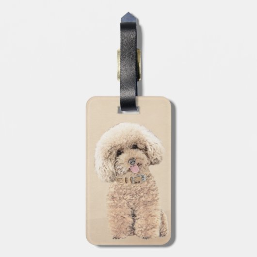 Poodle Miniature Speelgoed Abriot Cream Brown Dog Bagagelabel (Achterkant verticaal)