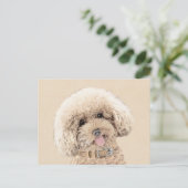 Poodle Miniature Speelgoed Abriot Cream Brown Dog  Briefkaart (Staand voorkant)