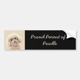 Poodle Miniature Speelgoed Abriot Cream Brown Dog  Bumpersticker