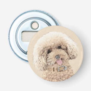 Poodle Miniature Speelgoed Abriot Cream Brown Dog Button Flesopener