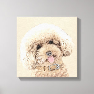 Poodle Miniature Speelgoed Abriot Cream Brown Dog  Canvas Afdruk