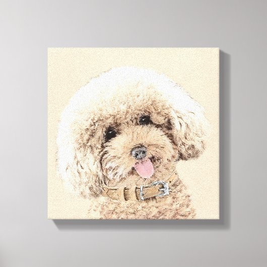 Poodle Miniature Speelgoed Abriot Cream Brown Dog  Canvas Afdruk (Voorkant)