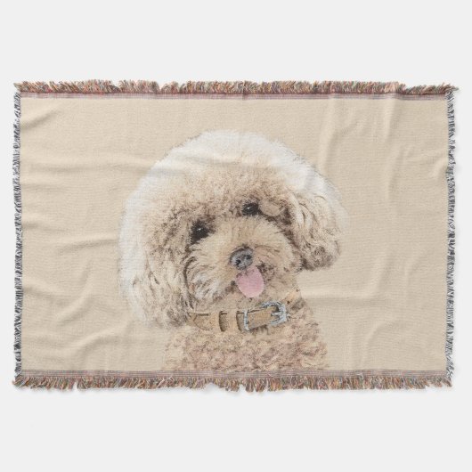 Poodle Miniature Speelgoed Abriot Cream Brown Dog  Deken (Voorkant)