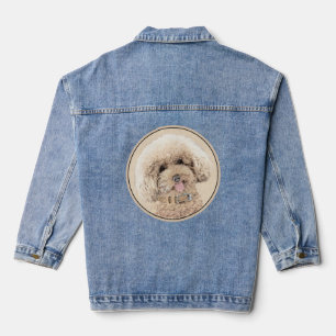 Poodle Miniature Speelgoed Abriot Cream Brown Dog  Denim Jacket
