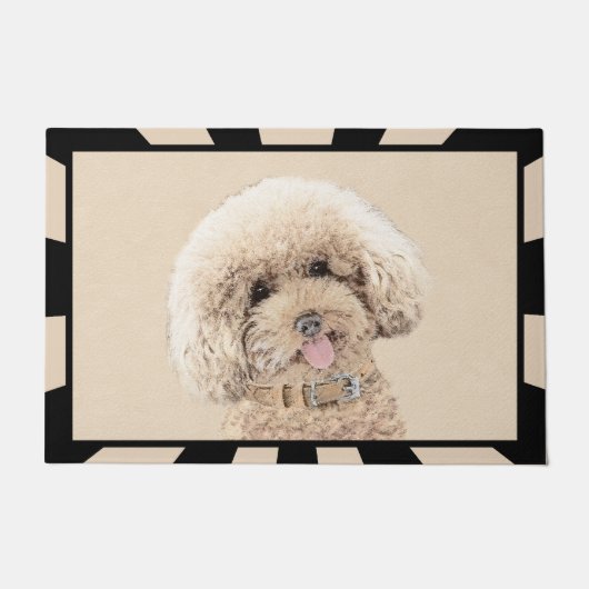 Poodle Miniature Speelgoed Abriot Cream Brown Dog Deurmat (Voorkant)