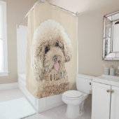 Poodle Miniature Speelgoed Abriot Cream Brown Dog  Douchegordijn (In situ)