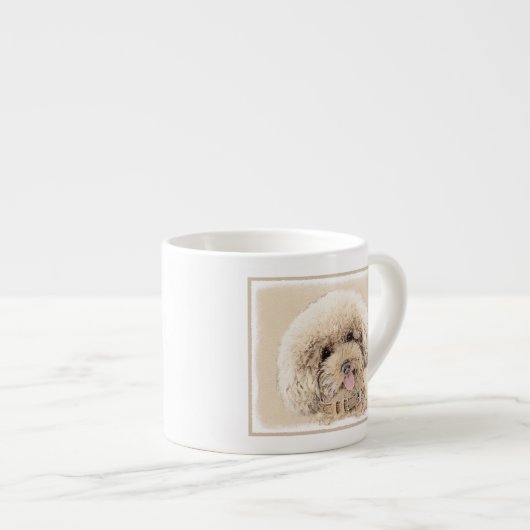 Poodle Miniature Speelgoed Abriot Cream Brown Dog  Espresso Kop (Voorkant rechts)