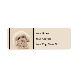 Poodle Miniature Speelgoed Abriot Cream Brown Dog  Etiket