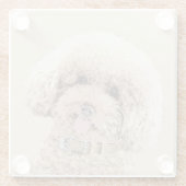 Poodle Miniature Speelgoed Abriot Cream Brown Dog  Glazen Onderzetter (Achterkant)