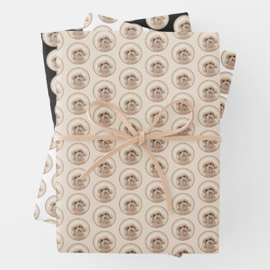 Poodle Miniature Speelgoed Abriot Cream Brown Dog  Inpakpapier Vel (In situ)