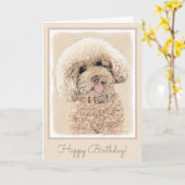 Poodle Miniature Speelgoed Abriot Cream Brown Dog  Kaart (Gele Bloem)